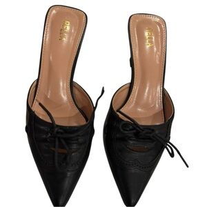 Ella Women's Black Pointed-Toe Mules